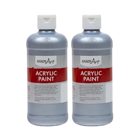 Handy Art Metallic Acrylic Paint 16 oz., Silver, 2PK 101-166
